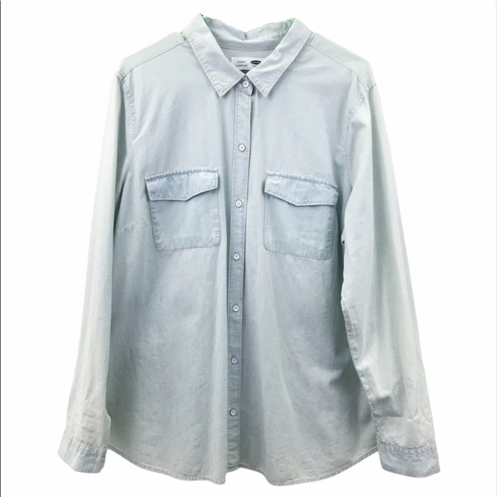 🎈Light Blue Faded Look Button Up Shirt NWT